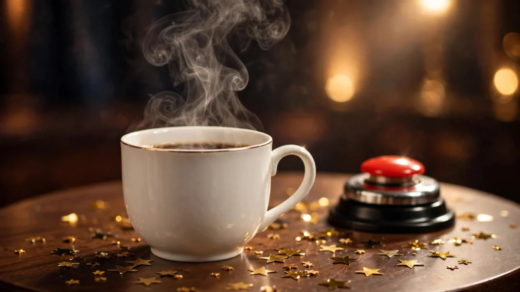 Koffee With Karan Season 9 Rapid Fire round coffee mug on talk show table