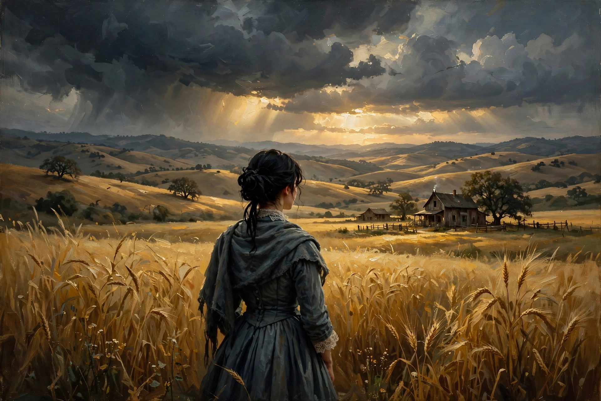 East of Eden Netflix key art showing Cathy Ames in a golden Salinas Valley wheat field