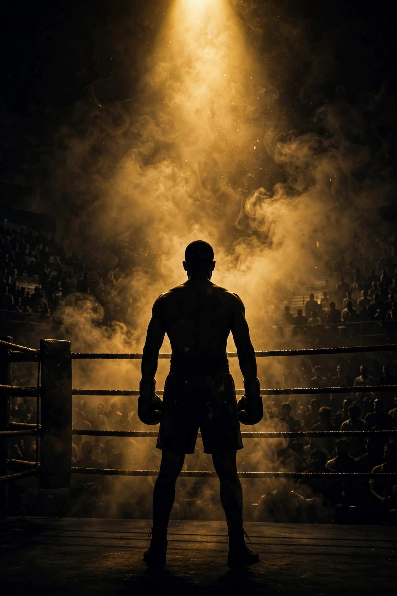 TYSON Netflix docuseries key art boxer silhouette in ring spotlight