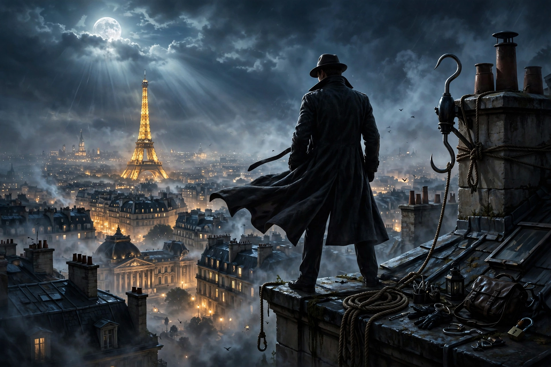 Lupin Part 4 Netflix key art gentleman thief silhouette over Paris